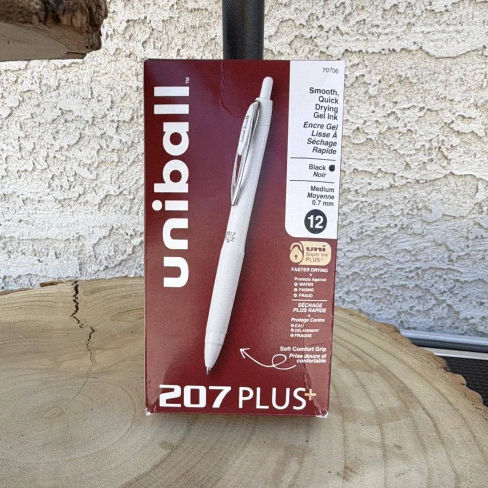 uni-ball 207 PLUS+ Gel Pens Black Medium 0.7mm 12 Pack Model 70706